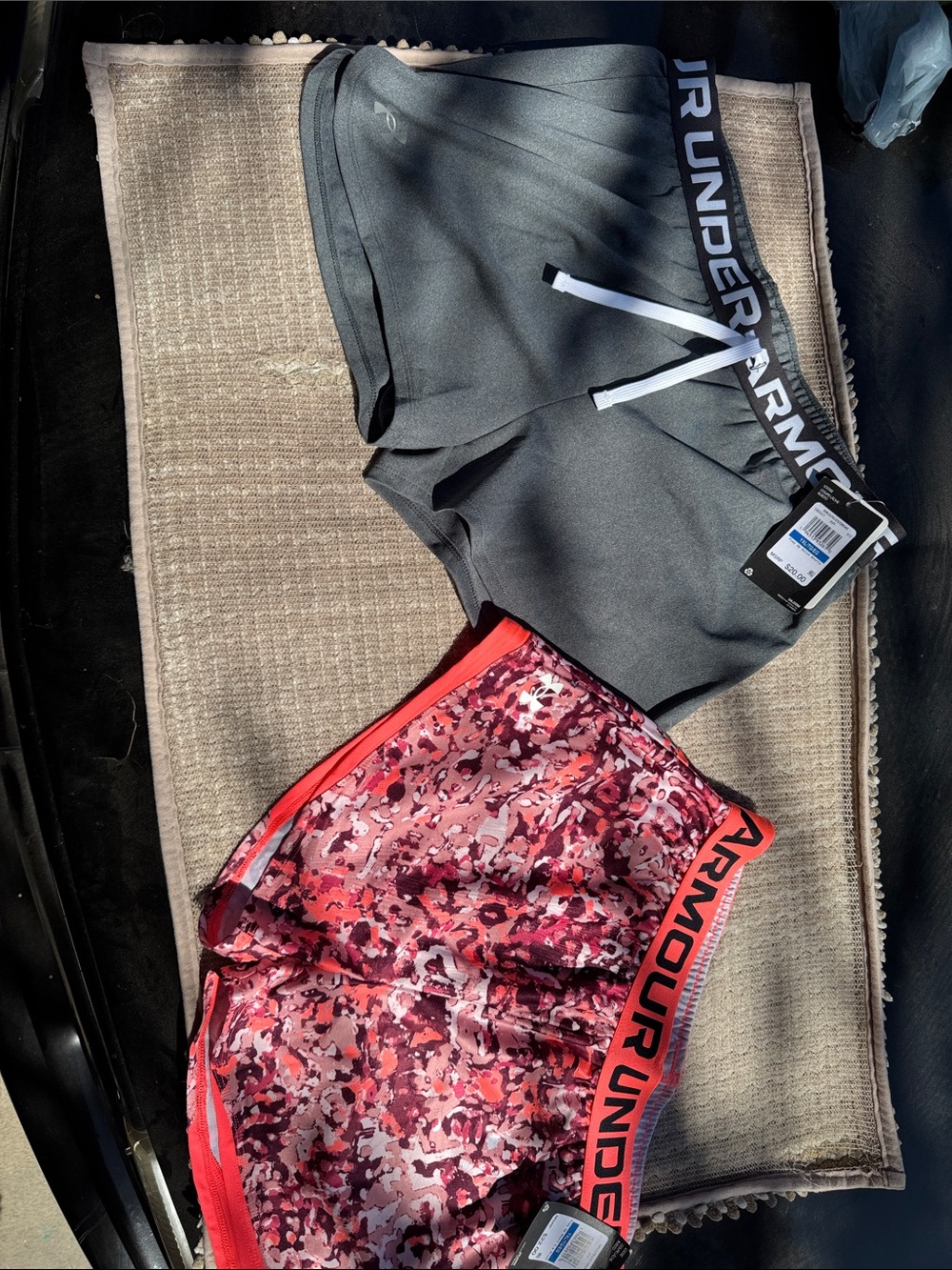 Under Armour Girls Black + Red Camo Athletic Shorts Set